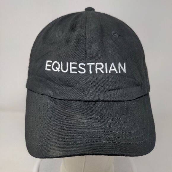 Equestrian Slideback Hat Black One Size Adjustable Embroidered 6 Panel DALIX - Picture 2 of 7